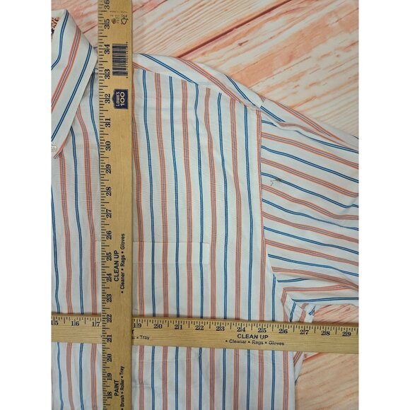 Mens Cinch XL Long Sleeve Button-Up Shirt Striped Orange & Blue 100% Cotton - Picture 7 of 7